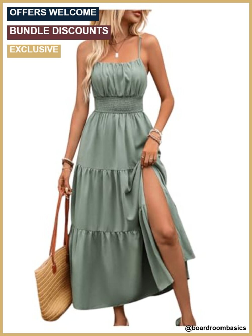 Boho Maxi Dress Sleeveless Square Neck A-Line Summer Vacation